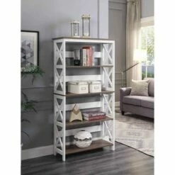 Wholesale 🤩 60" Oxford 5 Tier Bookcase - Breighton Home Driftwood/white ❤️