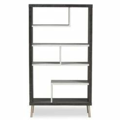 New 😍 56.14" Atlantic Modern and Contemporary Two-Tone Finished Wood Display Shelf Dark Brown - Baxton Studio 🌟 -Bookshelves And Bookcases store unnamed file 1034