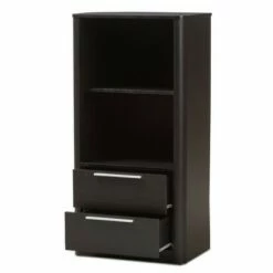 Top 10 ✔️ 15.47" 2 Drawer Carlingford Modern and Contemporary Espresso Finished Wood Bookshelf Brown - Baxton Studio 🌟