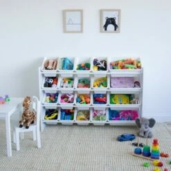 Coupon ✔️ Cambridge Extra Large Toy Storage Organizer with 20 Storage Bins White - Humble Crew ❤️ -Bookshelves And Bookcases store unnamed file 108
