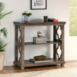 Deals 🛒 Arcanum Traditional Handcrafted 2 Shelf Mango Wood Etagere Bookcase Gray - Christopher Knight Home ✨
