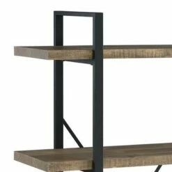 Best deal ✔️ 54.75" Bookcase with 4 Tier Storage and X Metal Band Brown/Black - Benzara 🧨