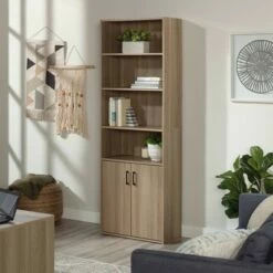 Flash Sale 🥰 71" Beginnings Bookcase with Doors Light Brown - Sauder 😍