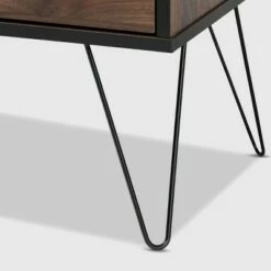 Brand new 🧨 38.98" 1 Drawer Charis Two-Tone Finished Wood Bookshelf Walnut/Black - Baxton Studio 😍 -Bookshelves And Bookcases store unnamed file 1241