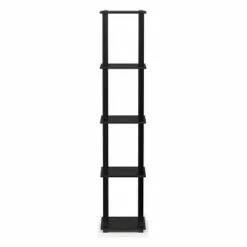 Best deal 💯 Furinno Turn-N-Tube 5 Tier Wooden PVC Corner Display Shelf and Bookcase for Living Room, Dining Room, Bedroom, and Office Spaces, Americano Black ❤️