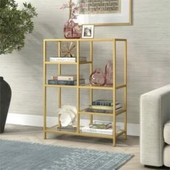 Cheap 👍 Henn& Hart 42" Tall Brass Finish Bookcase - Henn&Hart 👏 -Bookshelves And Bookcases store unnamed file 1279