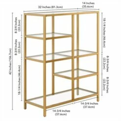 Cheap 👍 Henn& Hart 42" Tall Brass Finish Bookcase - Henn&Hart 👏 -Bookshelves And Bookcases store unnamed file 1281