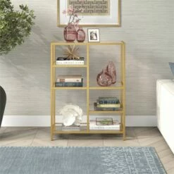 Cheap 👍 Henn& Hart 42" Tall Brass Finish Bookcase - Henn&Hart 👏 -Bookshelves And Bookcases store unnamed file 1282