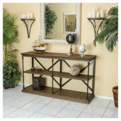 Best Sale ๐ Appleton 34.1" Two Shelf Industrial Media Bookcase Brown - Christopher Knight Home ๐