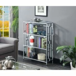 Wholesale 🤩 42.75" Town Square Chrome 4 Tier Bookcase Chrome - Breighton Home 😍