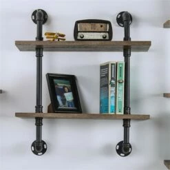 Promo 😉 Hollis Industrial Wood 2-Tier Wall Display Shelf in Natural - Furniture of America 🥰 -Bookshelves And Bookcases store unnamed file 1355