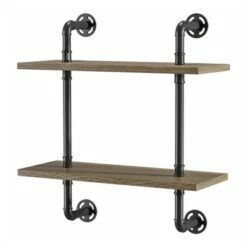 Promo 😉 Hollis Industrial Wood 2-Tier Wall Display Shelf in Natural - Furniture of America 🥰 -Bookshelves And Bookcases store unnamed file 1357