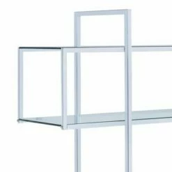 Best deal ⭐ 63" Bookcase with 5 Tempered Glass Shelves and Electroplated Frame Chrome - Benzara 💯