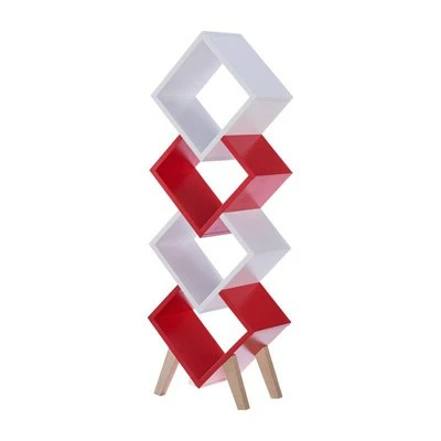 Cheap 😍 Yarmow Modern Wood Bookcase in White and Red - Furniture of America 🔔 3 Cheap 😍 Yarmow Modern Wood Bookcase in White and Red - Furniture of America 🔔