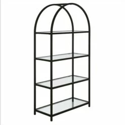 Outlet 👏 Henn& Hart 62 in. Arched Black Bronze Bookcase - Henn&Hart 🎁