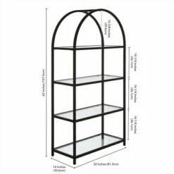 Outlet 👏 Henn& Hart 62 in. Arched Black Bronze Bookcase - Henn&Hart 🎁 -Bookshelves And Bookcases store unnamed file 1446