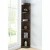 Discount ✔️ Maleena 5-Shelf Corner Wood Bookcase in Dark Walnut - Furniture of America 🧨