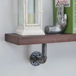 New ❤️ 23.5" x 7.3" Industrial Pipe Wall Shelf - Danya B. Dark Brown/silver 🤩 -Bookshelves And Bookcases store unnamed file 1470