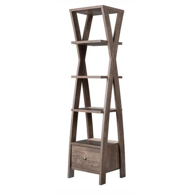 Best Pirce π Stokes Wood 4-Shelf 71-Inch Standard Bookcase in Walnut Oak - Furniture of America π 7 Best Pirce π Stokes Wood 4-Shelf 71-Inch Standard Bookcase in Walnut Oak - Furniture of America π - Image 5