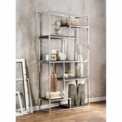 Discount ๐ Jan Modern Metal 6-Shelf Bookcase in Chrome - Furniture of America ๐