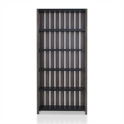 Budget 👏 Iman 5-Shelf Wood Bookcase in Dark Gray and Black - Furniture of America ✨ 6 Budget 👏 Iman 5-Shelf Wood Bookcase in Dark Gray and Black - Furniture of America ✨ - Image 4