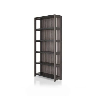 Budget 👏 Iman 5-Shelf Wood Bookcase in Dark Gray and Black - Furniture of America ✨ 7 Budget 👏 Iman 5-Shelf Wood Bookcase in Dark Gray and Black - Furniture of America ✨ - Image 5