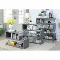 New 🤩 Sheena Contemporary Bookcase in Glossy Gray - Furniture of America ✔️ -Bookshelves And Bookcases store unnamed file 1514