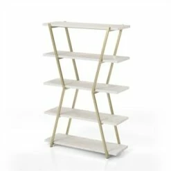 Buy 🌟 Ketano Metal 4-Shelf Bookcase in Champagne and White - Furniture of America 🎉 -Bookshelves And Bookcases store unnamed file 1540