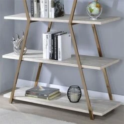 Buy 🌟 Ketano Metal 4-Shelf Bookcase in Champagne and White - Furniture of America 🎉 -Bookshelves And Bookcases store unnamed file 1541
