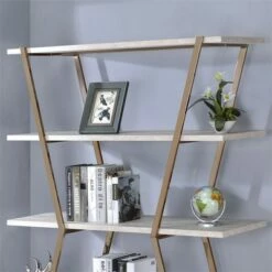 Buy 🌟 Ketano Metal 4-Shelf Bookcase in Champagne and White - Furniture of America 🎉 -Bookshelves And Bookcases store unnamed file 1542