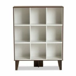 Buy 🎉 43.99" 9 Shelf Senja Two-Tone Finished Wood Bookshelf White/Walnut - Baxton Studio 🔥