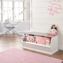 Best Pirce 🔥 Badger Basket Two Bin Stackable Storage Cubby White/Gray Woodgrain ⭐