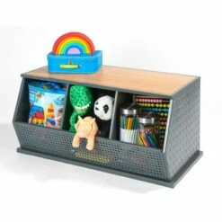 Best deal ⭐ Badger Basket Metal and Bamboo 3 Bin Stackable Storage Cubby Charcoal/Natural 🔥 -Bookshelves And Bookcases store unnamed file 1860