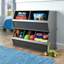 Coupon 🎉 Badger Basket 3 Bin Stackable Storage Cubby Charcoal/Gray Woodgrain 🔥 -Bookshelves And Bookcases store unnamed file 1869