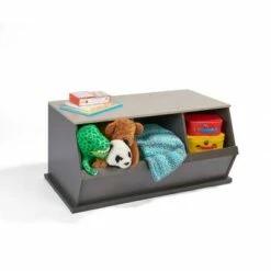 Coupon 🎉 Badger Basket 3 Bin Stackable Storage Cubby Charcoal/Gray Woodgrain 🔥 -Bookshelves And Bookcases store unnamed file 1870