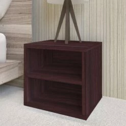 New 😀 Way Basics Eco Stackable Connect Cube with Shelf Modular Cubby Organizer Storage System Espresso Wood Grain 👍