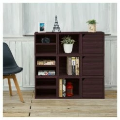 New 😀 Way Basics Eco Stackable Connect Cube with Shelf Modular Cubby Organizer Storage System Espresso Wood Grain 👍 -Bookshelves And Bookcases store unnamed file 1877