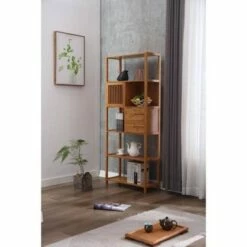 Flash Sale 👏 Selma Bamboo Bookcase Left Facing Spindle Cabinet - Boraam Natural ❤️ -Bookshelves And Bookcases store unnamed file 1924