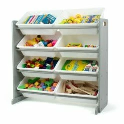 Hot Sale ✔️ Toy Storage Organizer with 8 Large Storage Bins Gray/White - Humble Crew 🔥