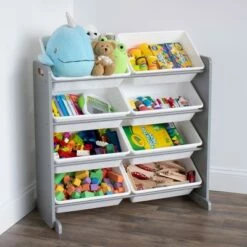 Hot Sale ✔️ Toy Storage Organizer with 8 Large Storage Bins Gray/White - Humble Crew 🔥 -Bookshelves And Bookcases store unnamed file 196