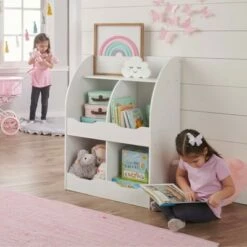 Best reviews of ✨ Badger Basket 4 Bin Storage Cubby with Bookshelf White 🎁