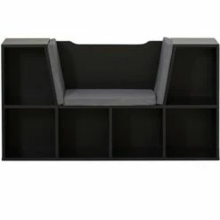 Best Sale ⭐ Basicwise Modern Multi-Purpose Bookshelf with Storage Space and Gray Cushioned Reading Nook 😍 -Bookshelves And Bookcases store unnamed file 2028