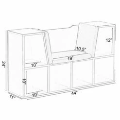 Best Sale ⭐ Basicwise Modern Multi-Purpose Bookshelf with Storage Space and Gray Cushioned Reading Nook 😍 -Bookshelves And Bookcases store unnamed file 2030