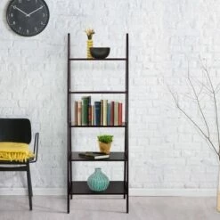 Outlet 🛒 5 Shelf Ladder Bookcase - Flora Home Espresso 👏 -Bookshelves And Bookcases store unnamed file 2081