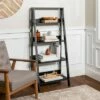 Best deal 👍 Thatcher Transitional Wood 4 Shelf Ladder Bookshelf - Saracina Home Gray 🛒