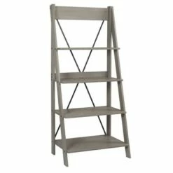 Best Pirce 🔔 68.25" Boho 4 Tier Solid Wood Ladder Bookshelf Plant Stand - Saracina Home Gray ⭐ -Bookshelves And Bookcases store unnamed file 2127
