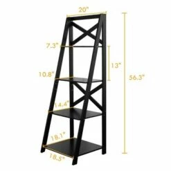 Deals 👍 Costway 4-Tier Ladder Shelf Bookshelf Bookcase Storage Display Leaning Home Office Decor ✨