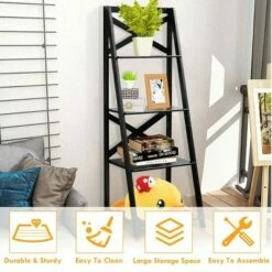 Deals 👍 Costway 4-Tier Ladder Shelf Bookshelf Bookcase Storage Display Leaning Home Office Decor ✨ -Bookshelves And Bookcases store unnamed file 2154