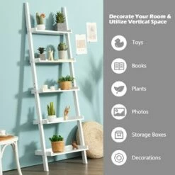 Cheap 🔔 Costway Versatile White 5-Tier Bookshelf Leaning Wall Shelf Ladder Bookcase Storage Display Furni 💯 -Bookshelves And Bookcases store unnamed file 2184
