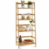 Cheap 🔔 Costway Multifunctional 4 Shelf Bamboo Bookcase Ladder Plant Flower Stand Rack Storage ⭐ -Bookshelves And Bookcases store unnamed file 2193